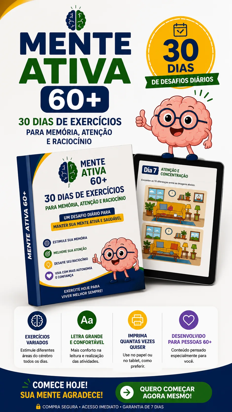 Mente Ativa 60+ — 30 dias de exercícios para memória, atenção e raciocínio