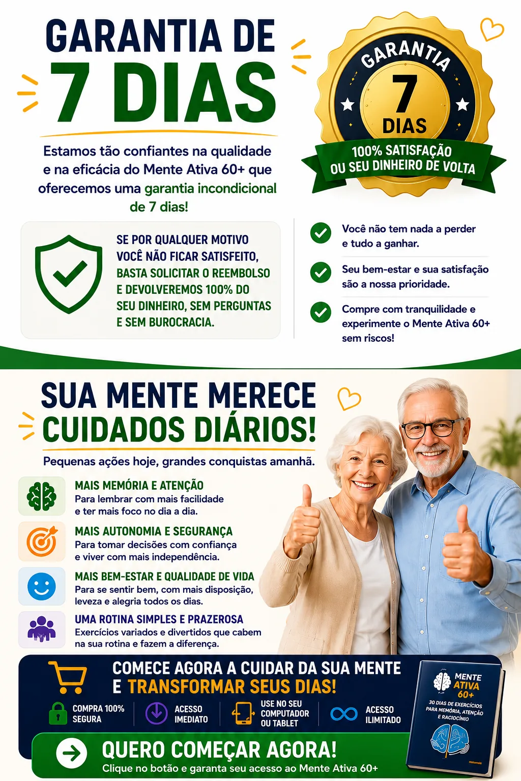Garantia de 7 dias do Mente Ativa 60+